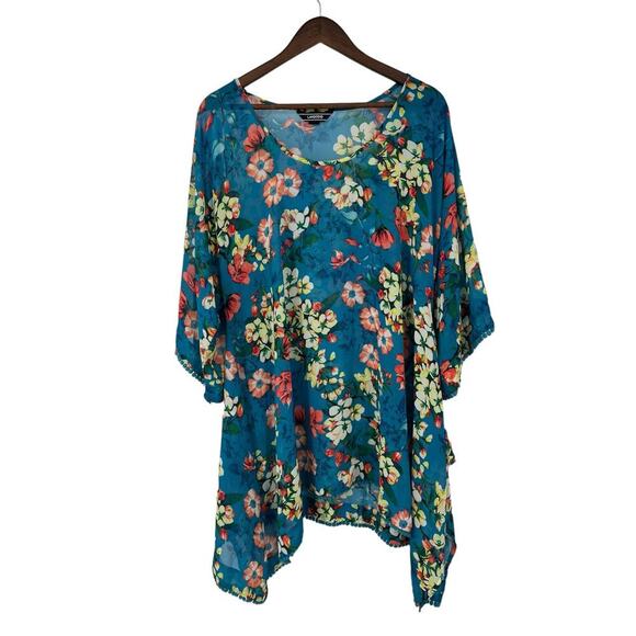 Lands’ End Swim Cover Oversized Tropical Floral with Boho Flare Sheer Size Small - Picture 6 of 6
